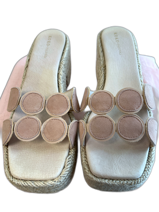 Koko + Palenki Shoe Size 9.5 Beige Leather Twine Open Square Toe Platform Shoes Beige / 9.5