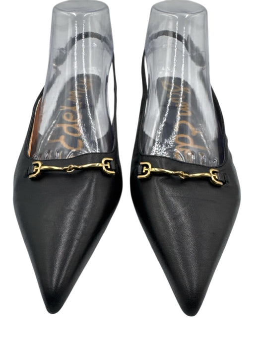 Sam Edelman Shoe Size 9.5 Black Leather Upper Pointed Toe Horsebit Slingbacks Black / 9.5