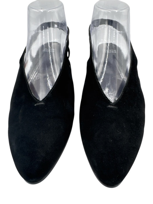 Eileen Fisher Shoe Size 9 Black Leather Upper Suede Almond Toe Pump Slingbacks Black / 9