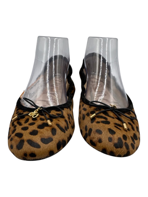 Sam Edelman Shoe Size 8.5 Brown & Black Leather Upper Leopard Print Bow Flats Brown & Black / 8.5