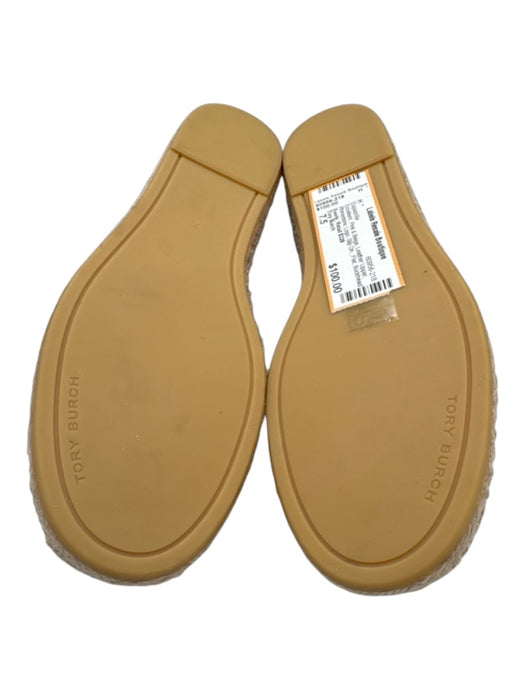Tory Burch Shoe Size 7.5 Pink & Beige Leather Upper Rhinestone Logo Espadrille Pink & Beige / 7.5