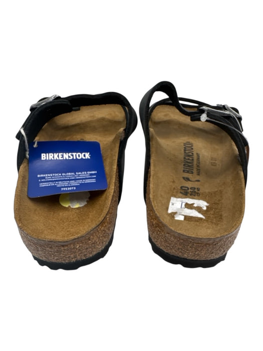 Birkenstock Shoe Size 40 Black & Brown Leather Upper Buckle Straps Slide Sandals Black & Brown / 40