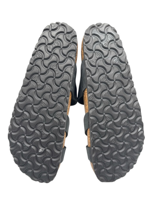 Birkenstock Shoe Size 40 Black & Brown Leather Upper Buckle Straps Slide Sandals Black & Brown / 40