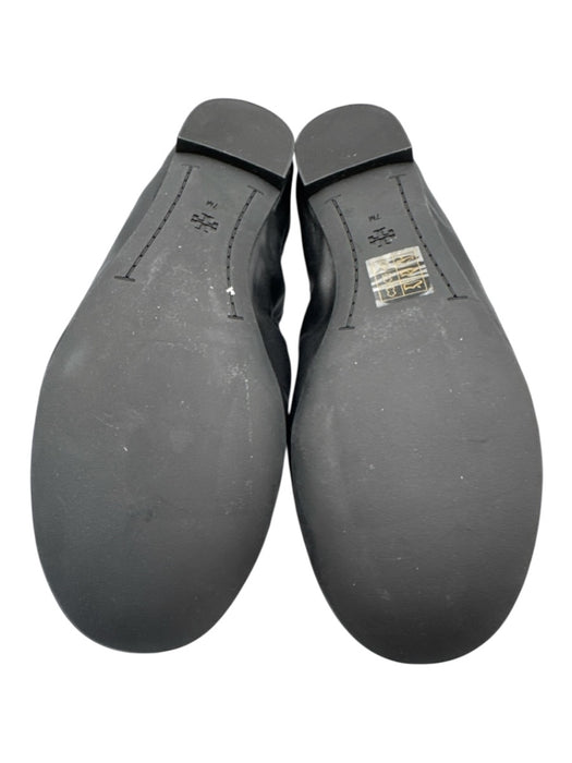 Tory Burch Shoe Size 7 Black Leather Upper Criss Cross Logo Detail Flats Black / 7