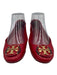 Tory Burch Shoe Size 7 Red Leather Upper Gold Tone Logo Elastic Back Pump Flats Red / 7