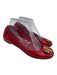 Tory Burch Shoe Size 7 Red Leather Upper Gold Tone Logo Elastic Back Pump Flats Red / 7