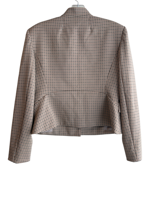Theory Size 10 Brown Polyamide Cropped Houndstooth Collar Button Front Jacket Brown / 10