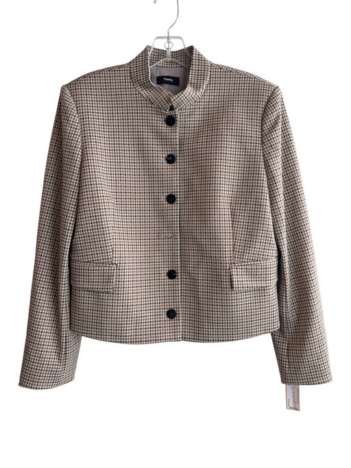 Theory Size 10 Brown Polyamide Cropped Houndstooth Collar Button Front Jacket Brown / 10