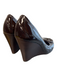 Tory Burch Shoe Size 9 Brown Leather Upper Round Toe Logo Wedge Heels Brown / 9