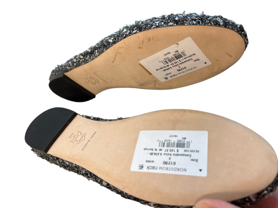 Tory Burch Shoe Size 9 Grey & Silver Leather Upper Round Toe Round Toe Shoes Grey & Silver / 9