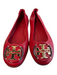 Tory Burch Shoe Size 5 Red Leather Upper Round Toe Logo Gold Hardware Shoes Red / 5