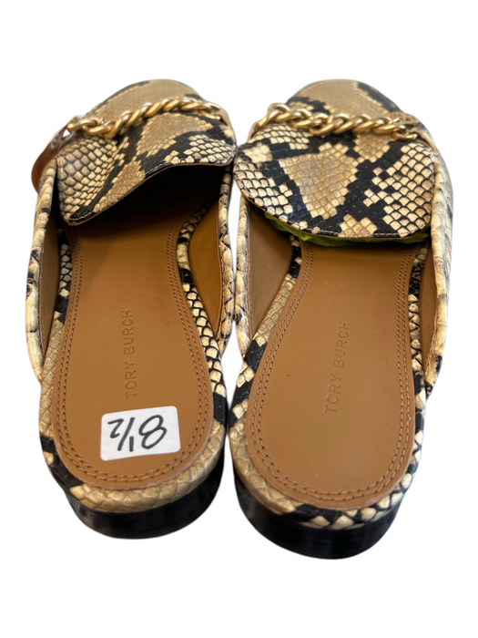 Tory Burch Shoe Size 8.5 Brown & Black Leather Upper Almond Toe Flat Mules Shoes Brown & Black / 8.5