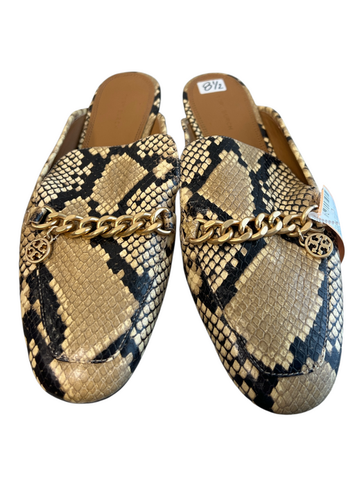 Tory Burch Shoe Size 8.5 Brown & Black Leather Upper Almond Toe Flat Mules Shoes Brown & Black / 8.5