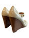 Coach Shoe Size 6 Beige Leather open toe Gold Hardware One Strap Wedge Shoes Beige / 6