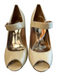 Coach Shoe Size 6 Beige Leather open toe Gold Hardware One Strap Wedge Shoes Beige / 6