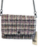 Tory Burch Purple Tweed silver tone hardware Removable Chain Wallet Purse Purple / Small