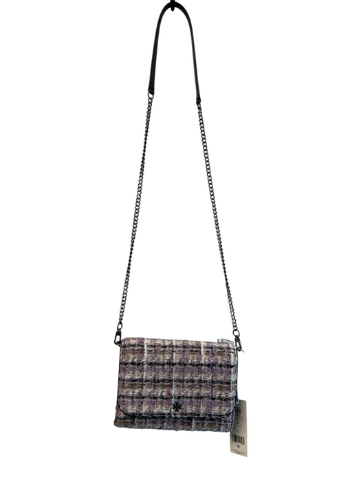 Tory Burch Purple Tweed silver tone hardware Removable Chain Wallet Purse Purple / Small
