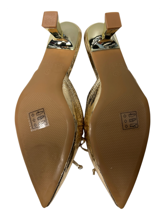 Nicole Miller Shoe Size 8.5 Gold Manmade Material Faux Leather Metallic Shoes Gold / 8.5
