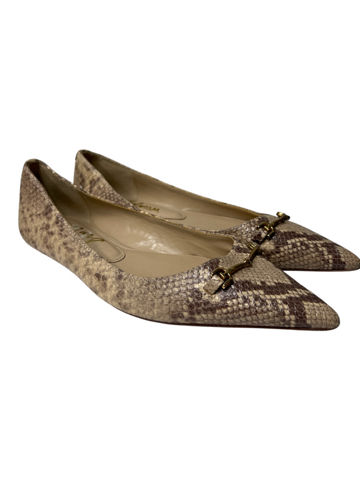 Sam Edelman Shoe Size 9 Gold Leather Upper Balance Man Made Croc Embossed Flats Gold / 9
