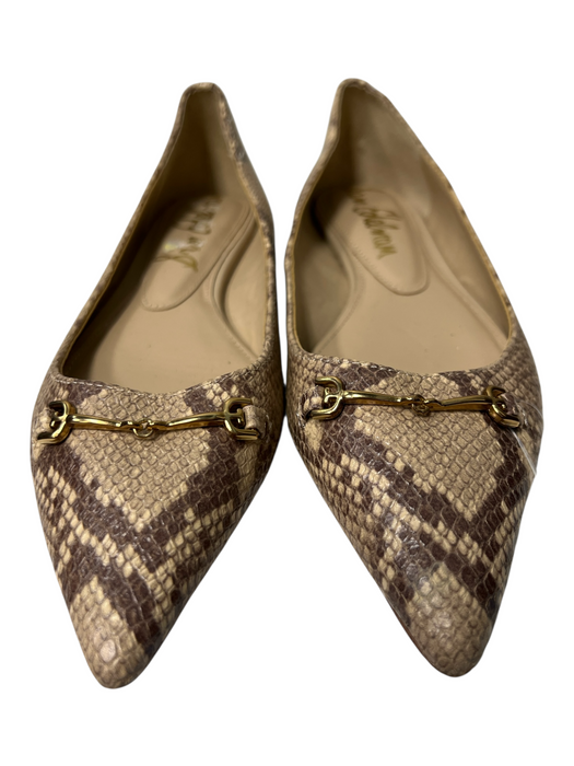 Sam Edelman Shoe Size 9 Gold Leather Upper Balance Man Made Croc Embossed Flats Gold / 9