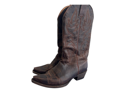 Idlewild Shoe Size 6 Brown Leather Stitch Detail Square Toe Western Boots Brown / 6