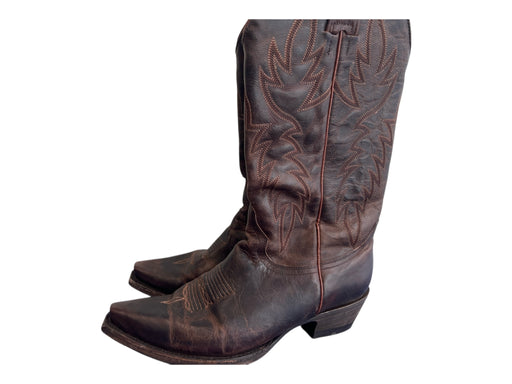 Idlewild Shoe Size 6 Brown Leather Stitch Detail Square Toe Western Boots Brown / 6