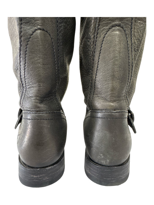 Frye Shoe Size 6.5 Black Leather Buckle Detail Round Toe Calf High Boots Black / 6.5