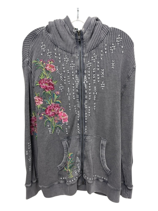 Sundance Size Large Gray & Multi Color Cotton Blend Waffle Embroidered Jacket Gray & Multi Color / Large