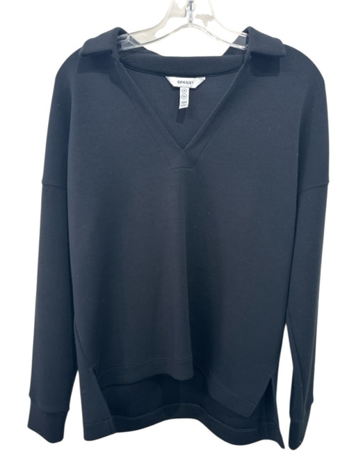 Spanx Size Medium Black Modal Blend Long Sleeve Collared Top Black / Medium
