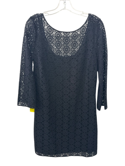 Lilly Pulitzer Size Large Black Cotton Blend Crochet Slip Inc Long Sleeve Dress Black / Large