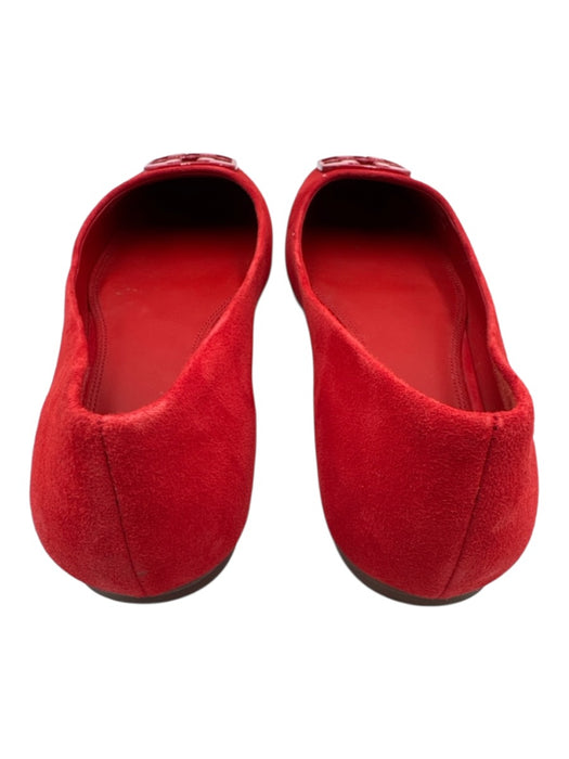 Tory Burch Shoe Size 9.5 Red Leather Upper Suede Logo Buckle Pump Flats Red / 9.5