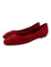 Tory Burch Shoe Size 9.5 Red Leather Upper Suede Logo Buckle Pump Flats Red / 9.5