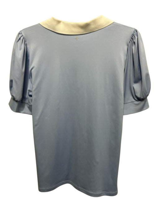 Tuckernuck Size Large Blue & White Polyester Blend Collared Short Sleeve Top Blue & White / Large