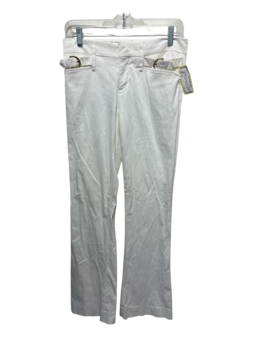 Gucci Size 40 Cream White Cotton Zip Fly Low Rise Gold Hardware Flare Leg Pants Cream White / 40
