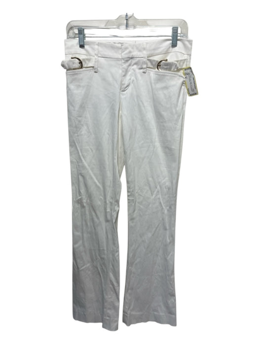 Gucci Size 40 Cream White Cotton Zip Fly Low Rise Gold Hardware Flare Leg Pants Cream White / 40