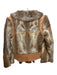 Mackage Size P/S Brown & Gray Rabbit Fur Acrylic Blend Moto Belted Jacket Brown & Gray / P/S