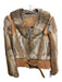 Mackage Size P/S Brown & Gray Rabbit Fur Acrylic Blend Moto Belted Jacket Brown & Gray / P/S