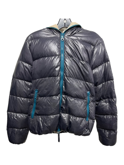 Duvetica Size 44 Gray & Teal Quilted Puffed Hood Zip Zip Pocket Jacket Gray & Teal / 44