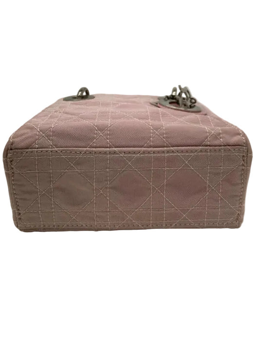 Christian Dior Mauve Pink Nylon Clear Handles Quilted Top Flap Bag