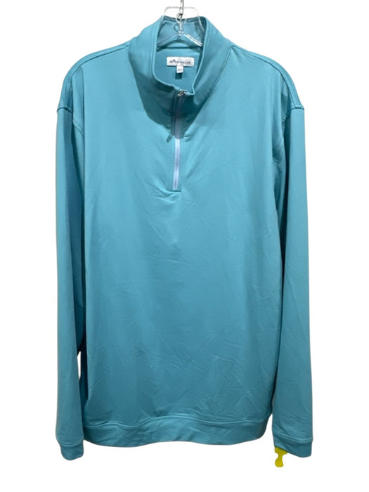 Peter Millar Size LT Turquoise Polyester All Over Print Quarter Zip Men's Jacket Turquoise / LT
