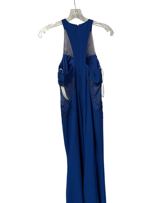 Halston Heritage Size 6 Blue Polyester Blend Sleeveless Sheer Detail Maxi Gown Blue / 6