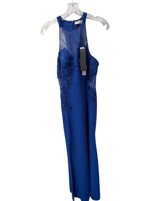 Halston Heritage Size 6 Blue Polyester Blend Sleeveless Sheer Detail Maxi Gown Blue / 6