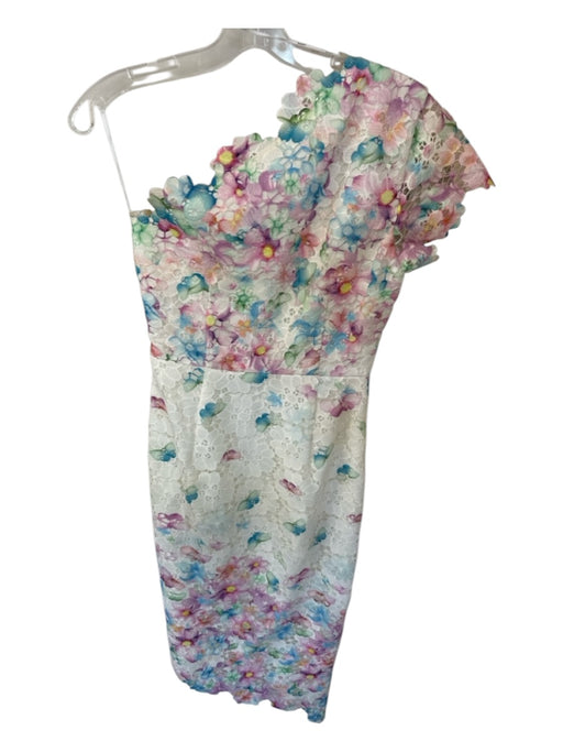 Elliatt Size S White & Pastel Colors Polyester Lace Overlay One Shoulder Dress White & Pastel Colors / S