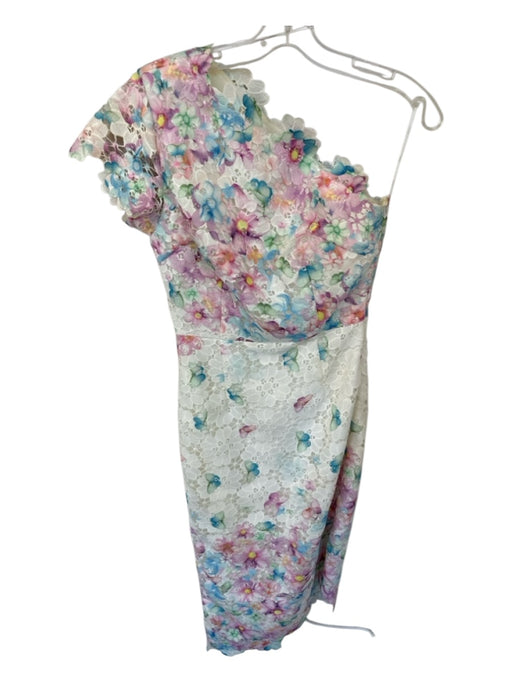 Elliatt Size S White & Pastel Colors Polyester Lace Overlay One Shoulder Dress White & Pastel Colors / S