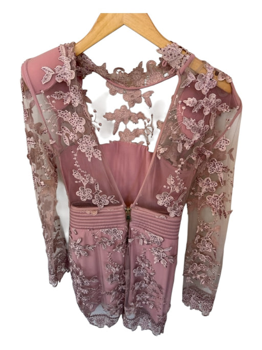 Zhivago Size 4 Mauve Polyester Shoulder Pads Flower Application Dress Mauve / 4