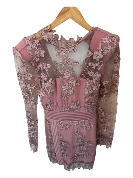 Zhivago Size 4 Mauve Polyester Shoulder Pads Flower Application Dress Mauve / 4