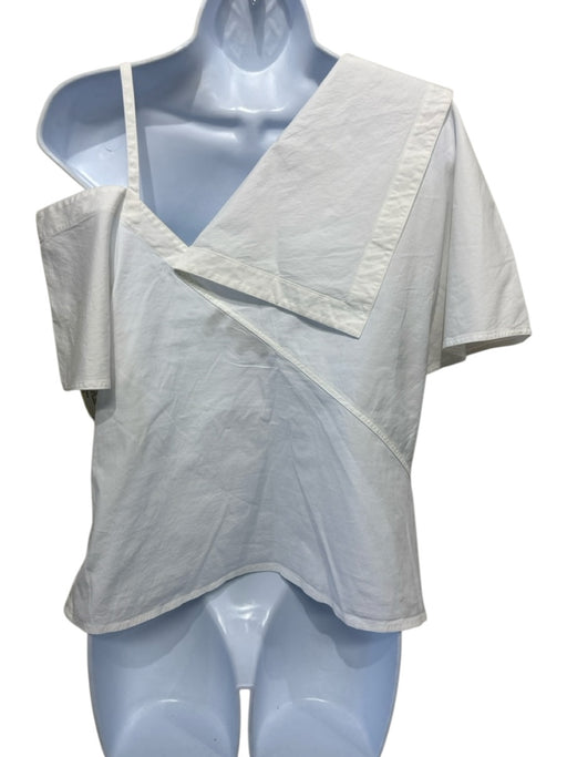 Theory Size L White Cotton Poplin Asymmetric Side Zip Top White / L