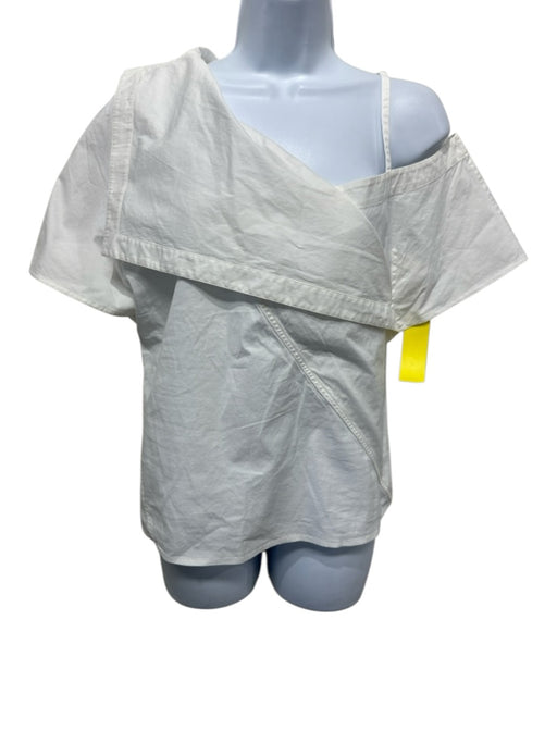 Theory Size L White Cotton Poplin Asymmetric Side Zip Top White / L