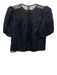 Frame Size XS Black Cotton & Silk Keyhole Puff Shoulders Mesh Detail Top Black / XS