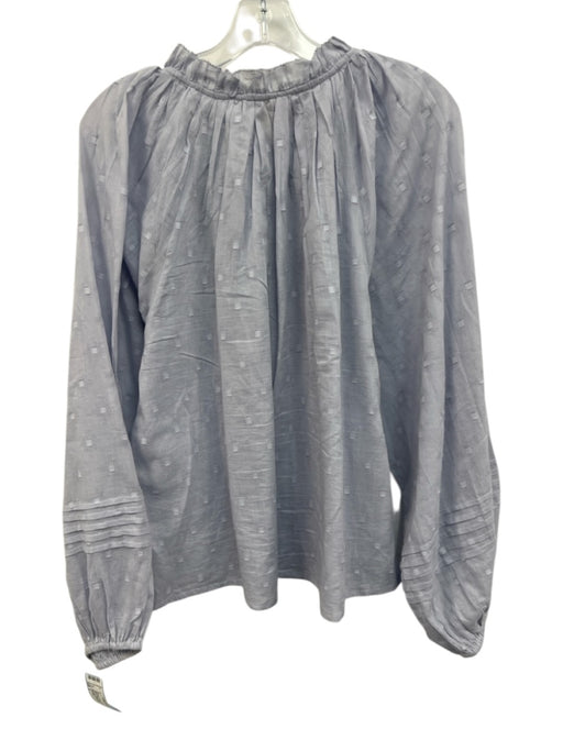 Cleobella Size L Light Blue Cotton Clipped Dots Long Sleeve Button Front Top Light Blue / L